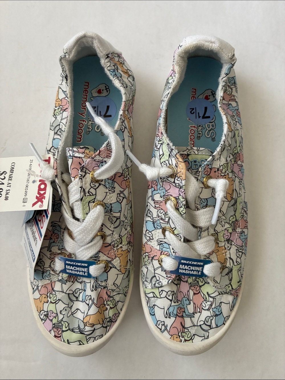 Skechers Women’s Pastel Multi Dog-Print Memory Foam Sneakers